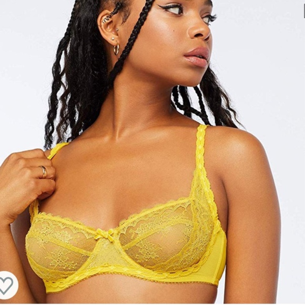 Savage X Fenty Mosaic Lace Balconette Bra Yellow